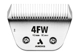 Andis ceramicEDGE Wide Blade 4FW closeup shows smooth edge for faster grooming.