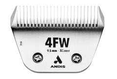 Andis ceramicEDGE Wide Blade 4FW closeup shows smooth edge for faster grooming.