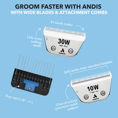 Andis ceramicEDGE Wide Blade 4FW ideal for large dogs, equine, and livestock grooming.