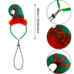 Aneco christmas puppy elf headband variant2 in red-green style for coordinated holiday looks.