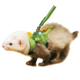 Anelekor ferret harness in green dinosaur design for small pets.