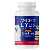 Angels’ Eyes Natural Plus tear stain powder bottle pour enables easy dosing for clearer eyes