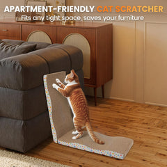 Angetra catnip on scratcher enhances indoor cat play and comfort.