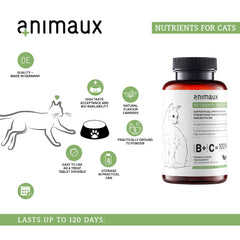 Animaux taurine vitality ingredient close-up emphasizes energy support for cats.
