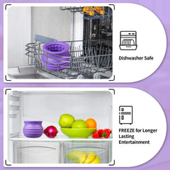 Animire interactive-puzzle-toy purple closeup highlights treat-dispensing challenge.