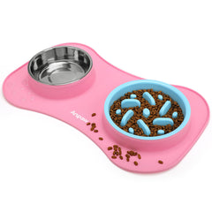Anipaw slow feeder bowl 3in1 set promotes measured eating and cleaner mealtimes.