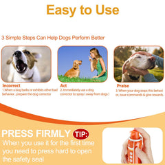 ANSJDH Corrector Spray 80ml application step illustrates using spray to interrupt misbehavior.