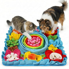 Ankilo snuffle mat top view highlighting colorful puzzle for mental engagement.