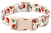 Anlvico Christmas dog collar closeup snowflake fabric for comfortable walks.