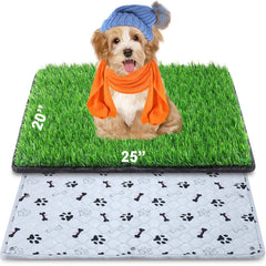 Annexfun dog grass mat with pee pad 20x25 inch tray — easy indoor potty solution.