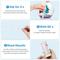 Anniple dipping action demonstrates fast water testing in real-world aquarium use.