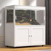 Annzoe 60 gallon reptile terrarium wheels enable easy mobility for cleaning and rearranging.