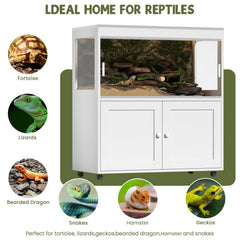 Annzoe large 60-gallon reptile terrarium with sliding doors demonstrates secure, easy-access storage.