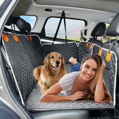 ANOSOSPECIAL back seat extender forms a comfortable bed for dogs during car trips
