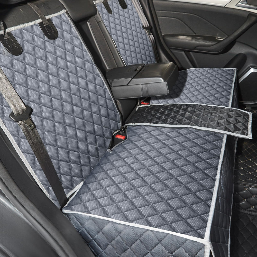 ANOSOSPECIAL grey dog seat cover on back seat showing protective design for pets