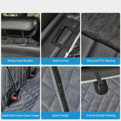 ANOSOSPECIAL grey seat cover displayed with easy installation straps
