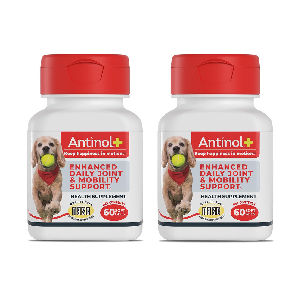 Antinol Plus bottle front for dogs, highlighting joint support.