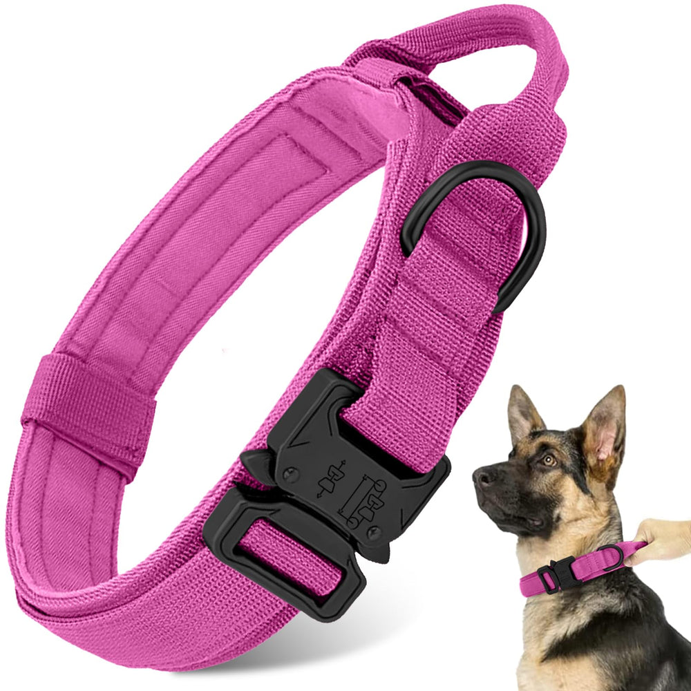 Antswish tactical dog collar pink heavy-duty buckle for active dogs.