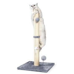 ANWA 32-inch tall cat scratching post top plush ball encourages playful interaction.