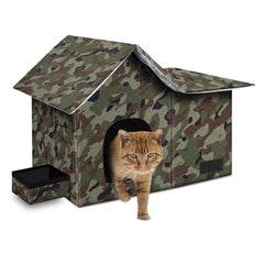 Anysiny camo outdoor cat-house front view for all-weather shelter