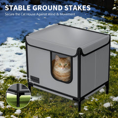 Anysiny winter shelter interior with spacious room for small or medium cats.
