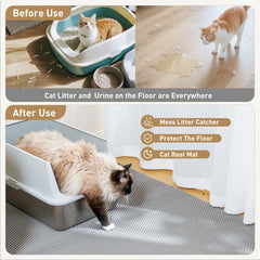 Anywish large cat litter mat waterproof bottom guards floors from urine.