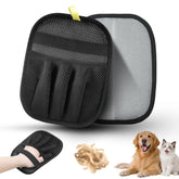 AOBIS upgraded pet hair removal gloves in action during pet grooming and fabric fur removal.