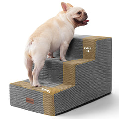 Aodisman dog stairs 3-step grey couch image shows easy access for small pets