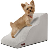 Aodisman dog stairs 3-step side view with non-slip grip for safe couch access.
