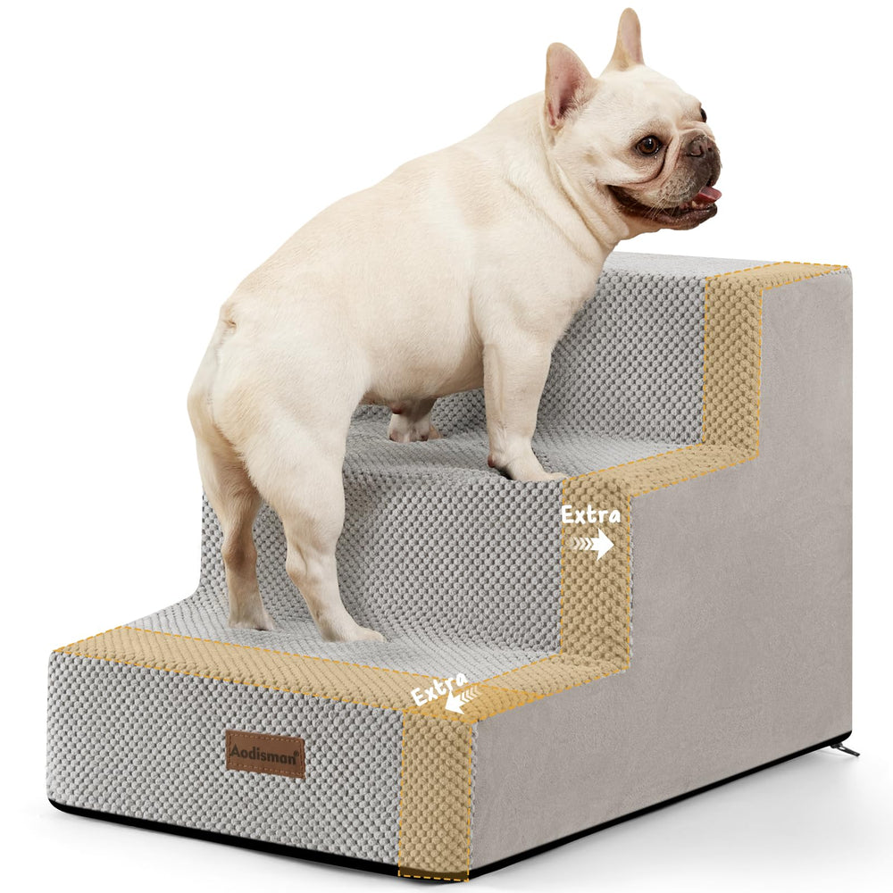 Aodisman dog stairs 3-step side view aids small pets onto couches