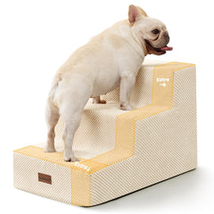 Aodisman dog stairs 3-step side view beige for stable access to couches