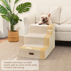 Aodisman dog stairs 4-step height 18-5-in beige helps taller furniture access