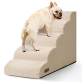 Aodisman 5-step dog stairs on bed, easing access for small to medium dogs.