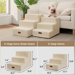 Aodisman dog stairs 5-step height 22-6-in beige enables higher bed access