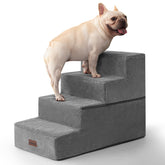 Aodisman dog stairs bed-18-5-inch gray shows four-step design for bed access