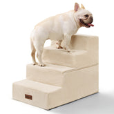Aodisman 18.5-inch 4-step dog stairs on bed for easy access.