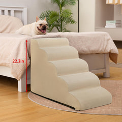 Aodisman beige stairs, side view, showing sturdy construction for safe climbing