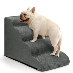Aodisman dog steps grey four-step front view for safe ascent.