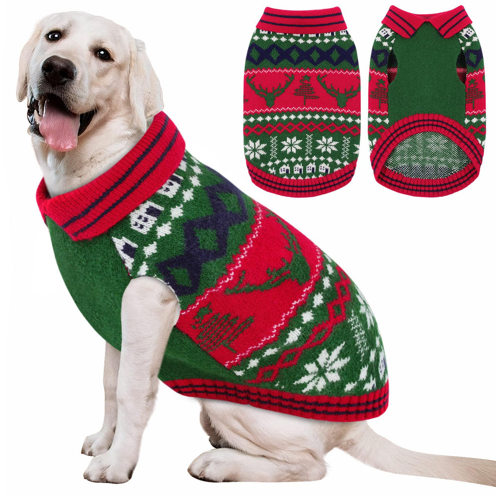 AOFITEE dog christmas sweater with reindeer print keeps large dogs cozy on winter walks