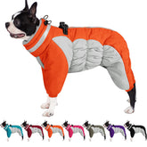 AOFITEE dog coat back view showcases warmth and windproof design for winter walks.