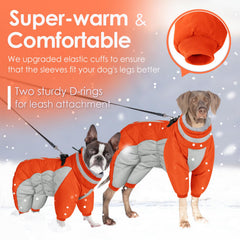 AOFITEE dog coat side view demonstrates easy wear and secure fit.