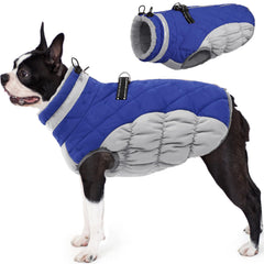 AOFITEE dog coat front view shows warm fleece lining for chilly walks.