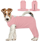 AOFITEE dog recovery sleeve hind leg XS front view protects surgical site while allowing mobility.