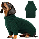 AOFITEE dog sweater green turtleneck pullover keeps small dogs cozy in winter.