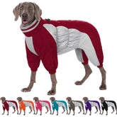 AOFITEE fullbody dog coat back view shows warm fleece insulation for cold adventures