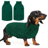 AOFITEE small dog sweater in green turtleneck for cozy warmth