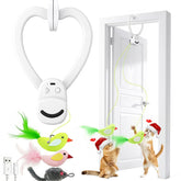 Aoioploa clip-on cat toy on a door frame for space-saving indoor play.