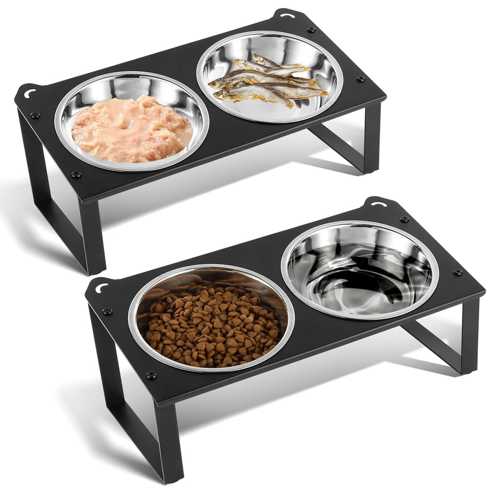 Aomafamzoy elevated cat bowls stand keeps feeding area tidy and organized.