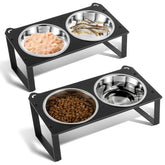 Aomafamzoy elevated cat bowls stand keeps feeding area tidy and organized.
