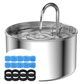 AOOGITF cat water fountain front view highlights stainless steel durability for safe drinking water.
